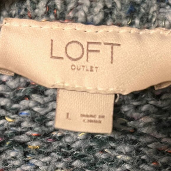 Ann Taylor Loft Outlet Teal Marled Sweater L - Picture 3 of 6